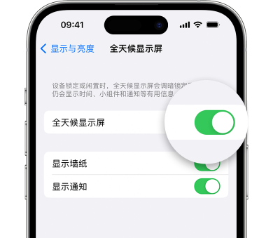 阆中苹果15预约维修分享iPhone15如何设置全天候显示屏幕可见 